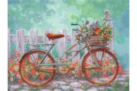Bicycle of Flowers Cross Stitch Patterns