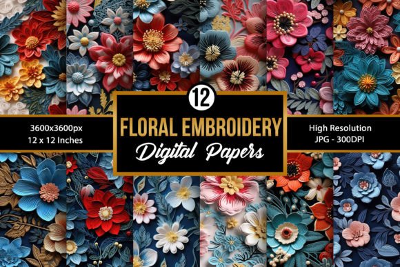 Embroidery Flowers Seamless Patterns