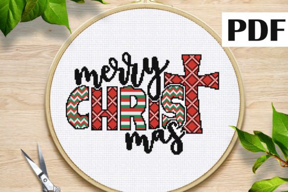 Merry Christmas Cross Stitch Pattern PDF